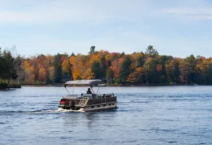 Boating through Moon River in Muskoka